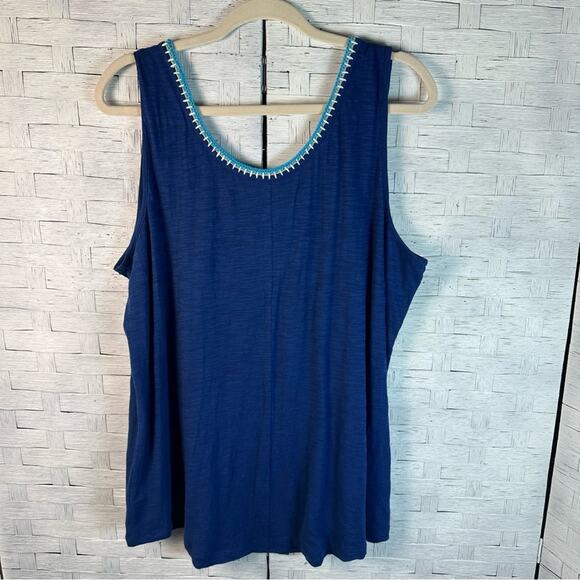 Lane Bryant Womens tank top crocheted neck line coastal layering piece plus size - Picture 5 of 12